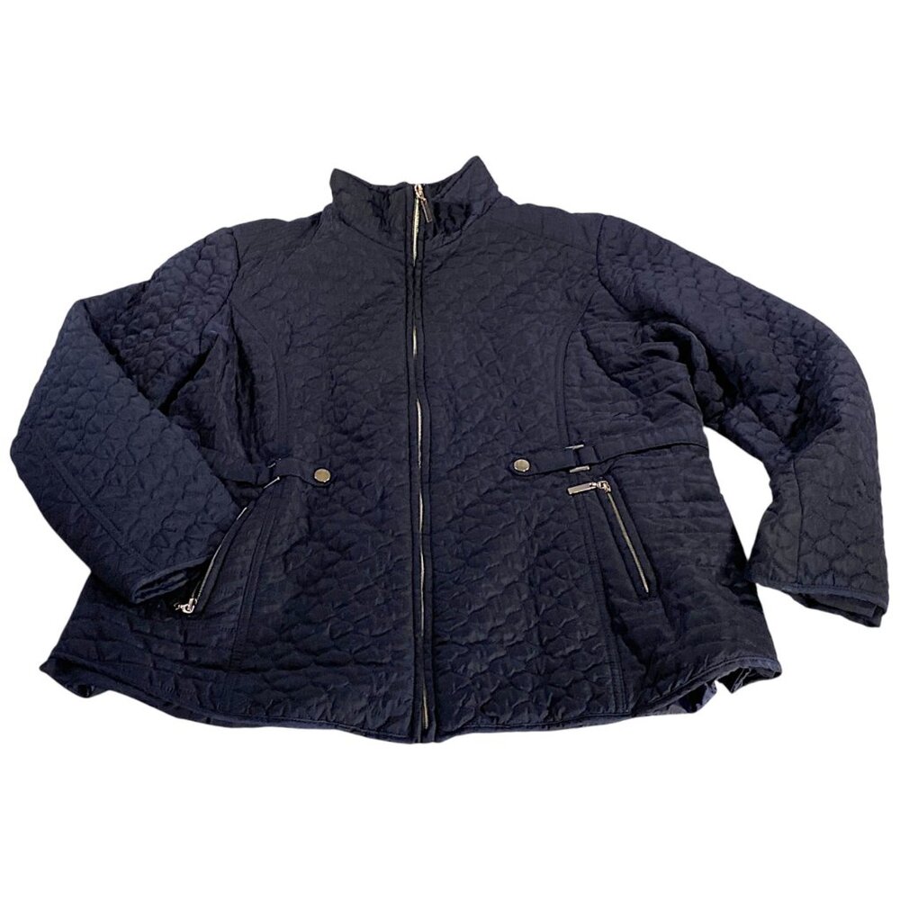 Giacca Jacket Womens XXL 2XL Navy Quilt Short Farm Cottage Cabin Everyday VTG